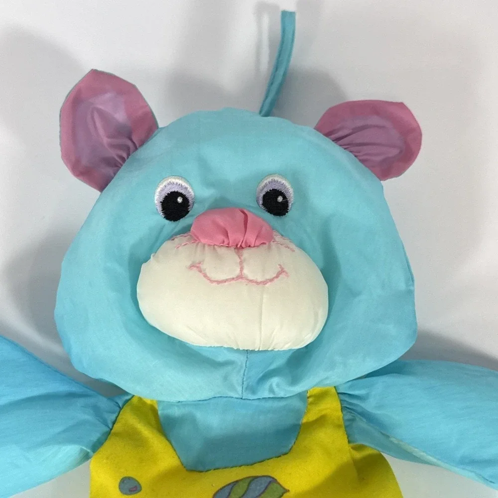 Playskool Water Pets Vintage Blue Cat Teddy Bear #412 Plush Toy Bath Animal 1988